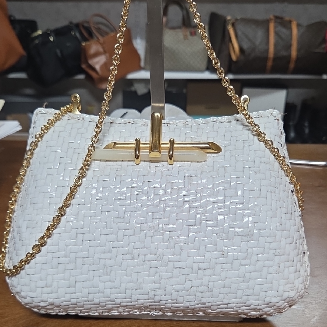 Vintage Elegant White Woven Chain Bag
